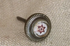 Old Picture Nail Red 6 Point Star Nickel Painting Hanger Sulphide Glass Vintage