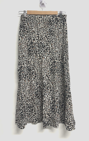 Dissh Skirt Animal Leopard Print Skirt Size 10 Long Satin Slip Midi