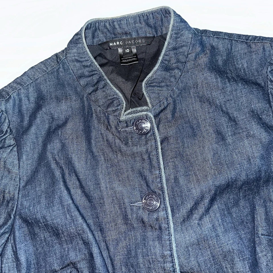 Chaqueta de mezclilla MARC JACOBS Peplum cuello alto talla 10 manga abullonada vintage Y2k 00s Foto 4 de 4