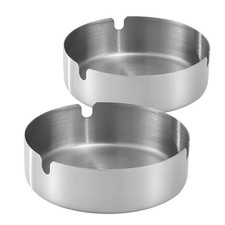 Ashtray Stainless Steel Cigarette Ash Tray for 3.94in, Silver