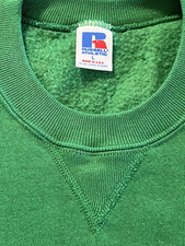 NOS Vtg Russell Athletic Crewneck Sweatshirt Men's L Green BLANK USA 1990s