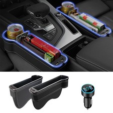 Dexepe LED Car Seat Gap Filler Organizer with Ring Ambient Lighting Multiple