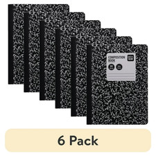 Composition Notebook 6 Pack Wide Ruled, 7.5"x 9.75", Marble Design 80 Sheets