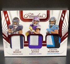 2024 Panini Flawless Joe Mixon Aaron Jones Chuba Hubbard Triple Patch /15 Red