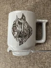 Vintage Frankoma Blue Scottie Dog Pottery Mug Footed Base