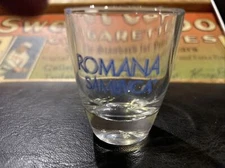 Romana Sambuca Clear Blue Shot Glass Spirit Vintage 2oz Barware Made in France