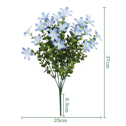 Flores artificiales de lirio de lluvia imitación hojas de eucalipto 6 piezas para fiesta en casa boda - Imagen 15 de 19