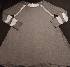 Women's Lg MTS Distressed Stitch Gray Long Sleeve Pullover Shirt Dress