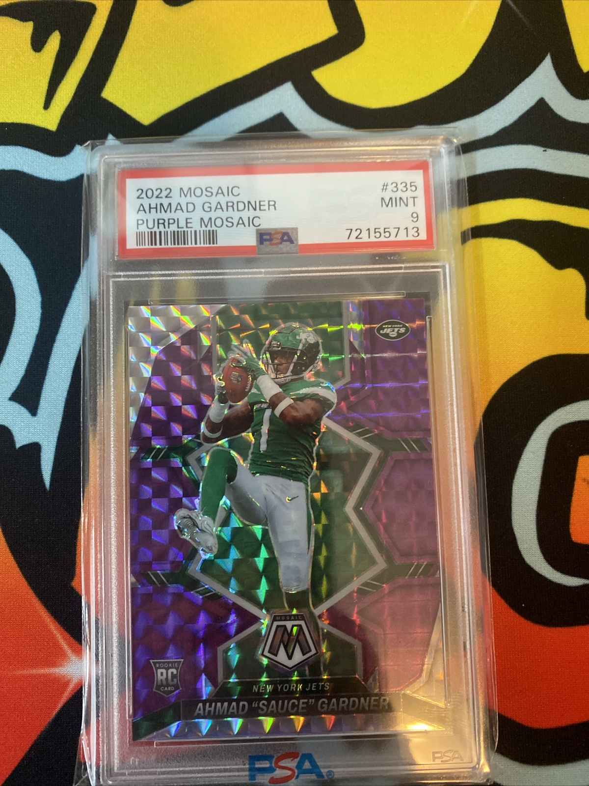 2022 AHMAD SAUCE GARDNER PANINI MOSAIC PURPLE /49 PSA 9 JETS #335 ROOKIE