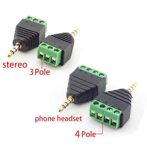 3.5mm 3 Pole 4 Pole Audio Stereo Male Plug Terminal Connector Headphone Adapter - Afbeelding 1 van 9