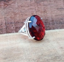 Garnet Solid 925 Sterling Silver Statement Handmade Women Ring, All Size M1366