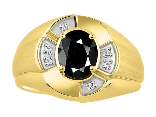 Mens Onyx & Diamond Ring 14K Yellow Gold MR2907ONY-C - 第 1/3 張圖片