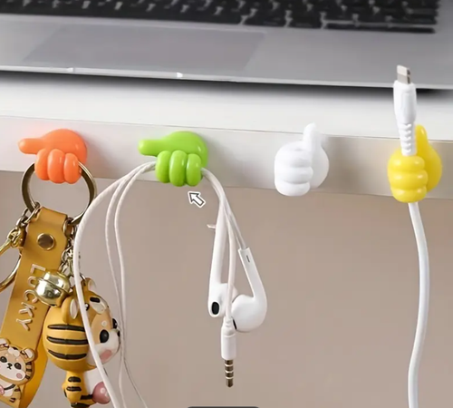 Thumb up Shape Adhesive 5 X Cable organiser Hand wall hooks Key Hooks Clips - 第 1/7 張圖片