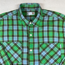 Carhartt Shirt Mens L Green Black Plaid Long Sleeve Button Front Work Chore Y2K