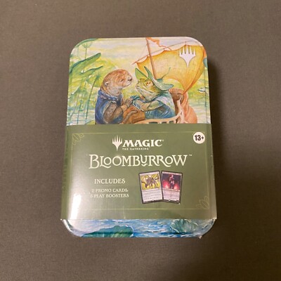 MTG Bloomburrow Otter Frog Tin with 2 Promo And 5 Play Boosters, New, Sealed