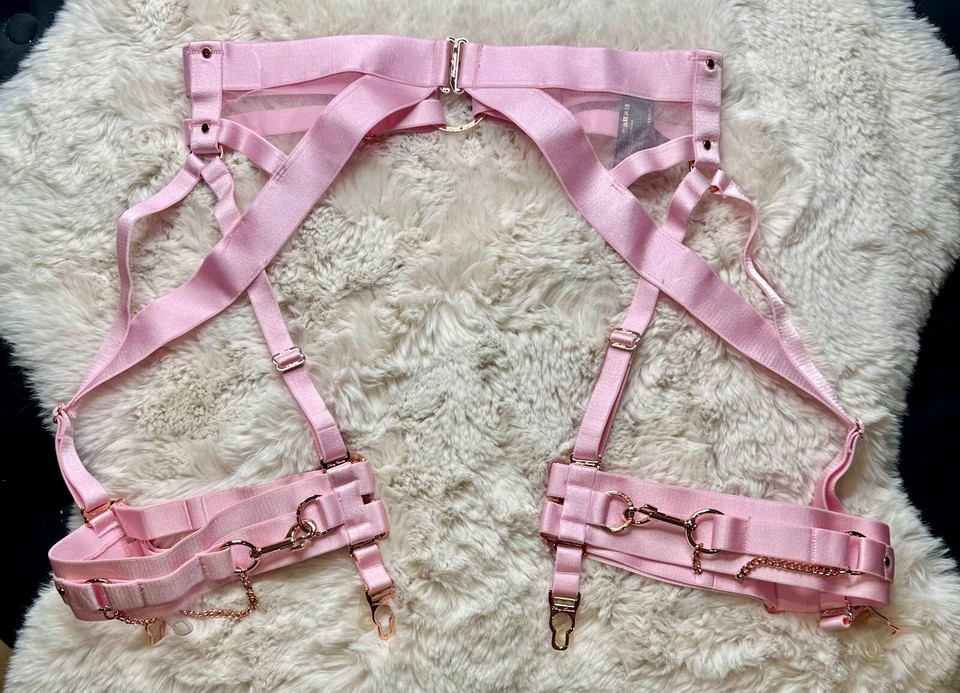 Honey Birdette KUKURO💖 Light Baby Pink Suspender Garter Belt Small eBay