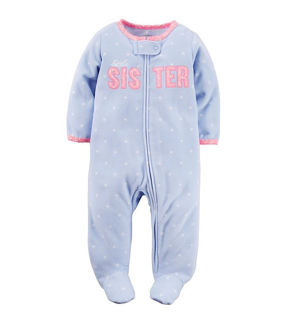 NWT Carter's Baby Girls' "Little Sister" Footie Sleeper size 6 months