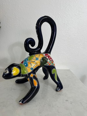 Talavera Spider Monkey 11  Mono Araña Mexican Pottery Folk Art . Blue
