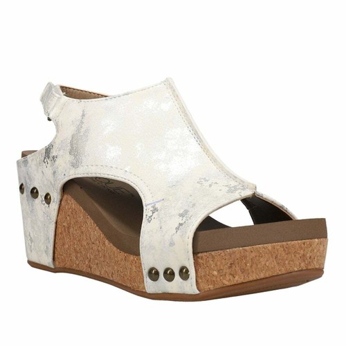 Corkys Wedge Sandals - White Metallic 