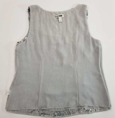 Ann Taylor Loft Womens Sleeveless Sequin Chiffon Top Lined Dressy Size 14 Gray - Picture 4 of 22