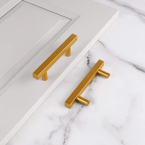 Probrico 20 Pcs Cabinet Handles 76mm Hole Centres, Matte Gold