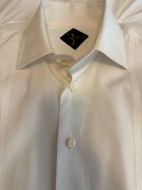 Camisa blanca de diseñador de alta costura italiano multimillonario para hombre 16" UE 40 costo $ 850 Foto 2 de 4