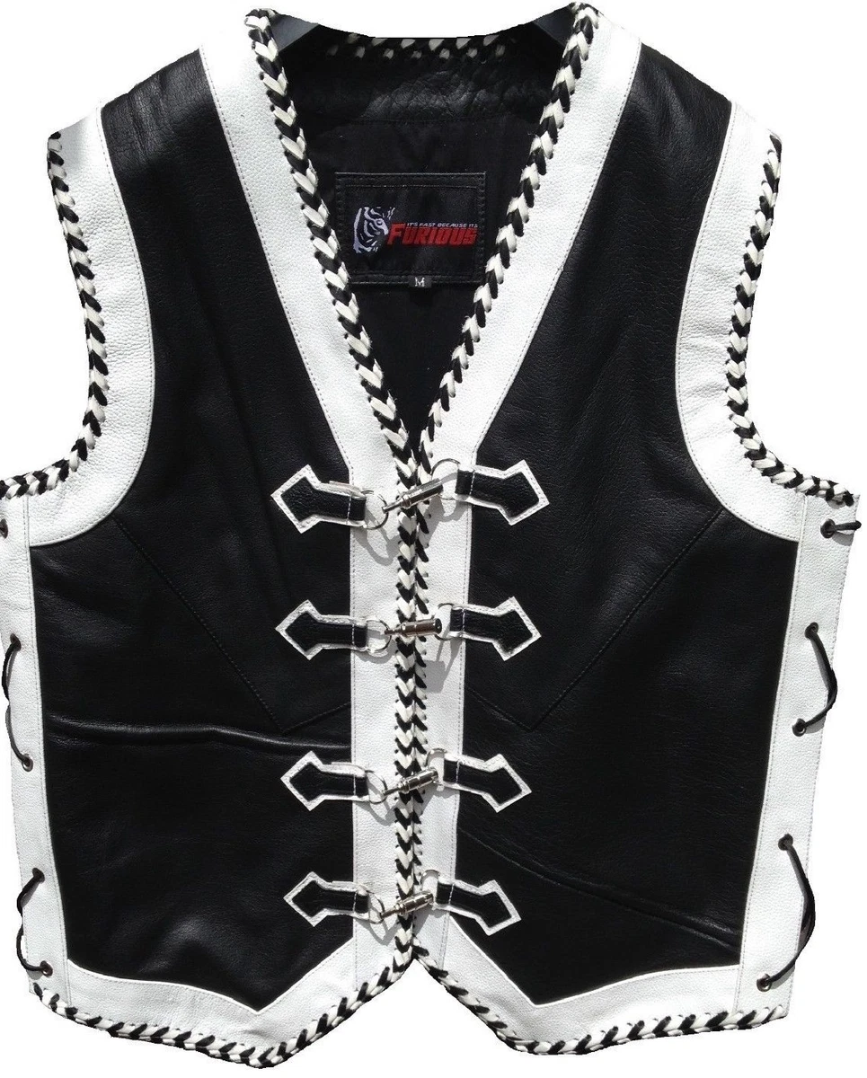 Motorcycle Vest Leather Custom Motorbike Waistcoat Braided Biker Leather  Vest | eBay