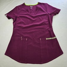 Scrubstar Womens V-Neck Wine Scrub Top Size XS Pockets Pit To Pit 17in