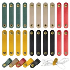 20 Pcs Leather Cord Organizer - Multiple Colors Leather Cable Straps Cord Org...