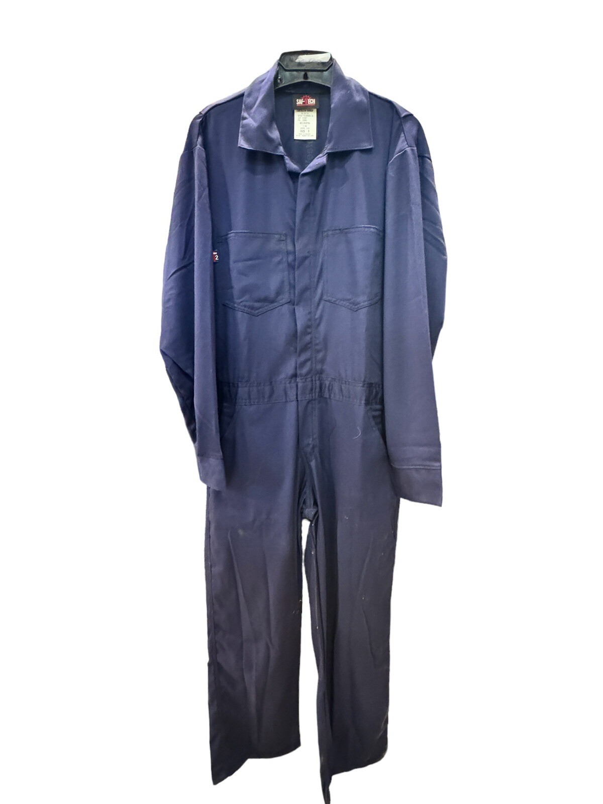 Saf Tech FR Cotton Blue Overalls Jumpsuit Workwear Elastic Waist Size