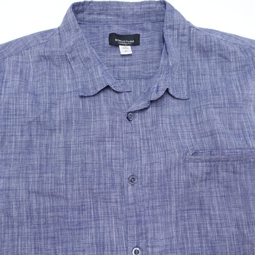 Structure Shirt Men's 2XL Blue Modern Fit Pocket Short Sleeve Collared Button-Up - Picture 2 of 6
