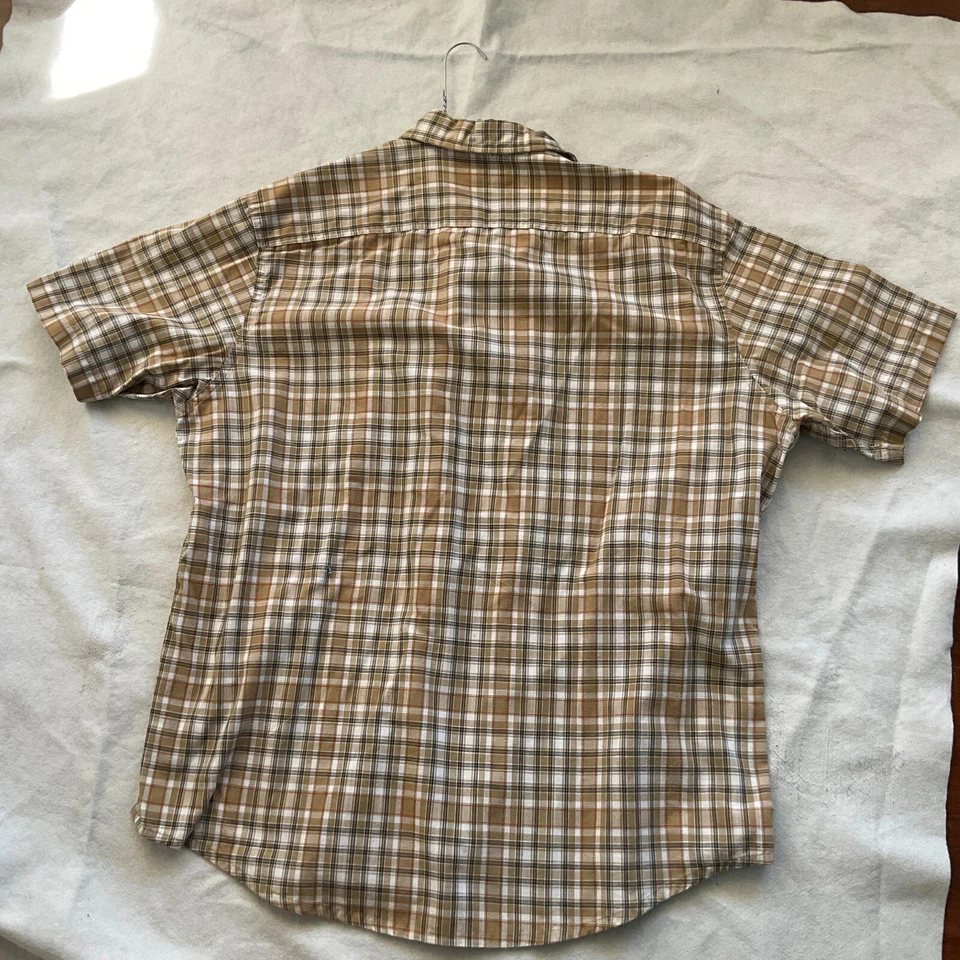 Mens Shirt Short Sleeve Beverly Hills Polo Club Size L Brown Orange Tan - Image 3 of 4