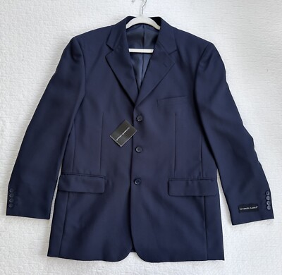 Vittorio ST Angelo Suit Jacket Men s 42 L Navy 3 Button Blazer Notch Sport Coat 