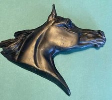 1 as is Arabian horse head relief sculpture signed Larum, cast resin, bronzed