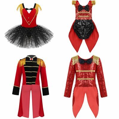 Girls Ringmaster Circus Fancy Dress Costume Sequined Halloween Cosplay Outfit
