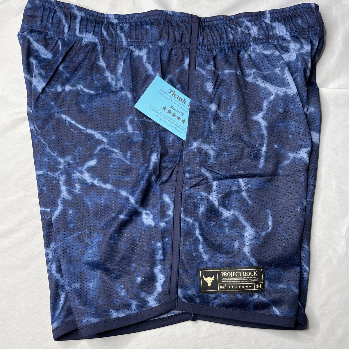 Under Armour Project Rock Woven Shorts 1380110 410 BLUE Men's Size