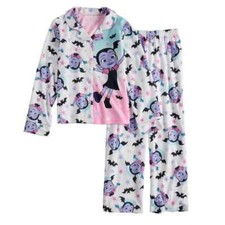 Disney's Vampirina Girls Size 4 Top  Bottoms Pajama Set Soft Cozy White Purple