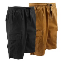 Men's Drawstring Elastic Waist Zipper Multi Pocket Lightweight Cargo Shorts