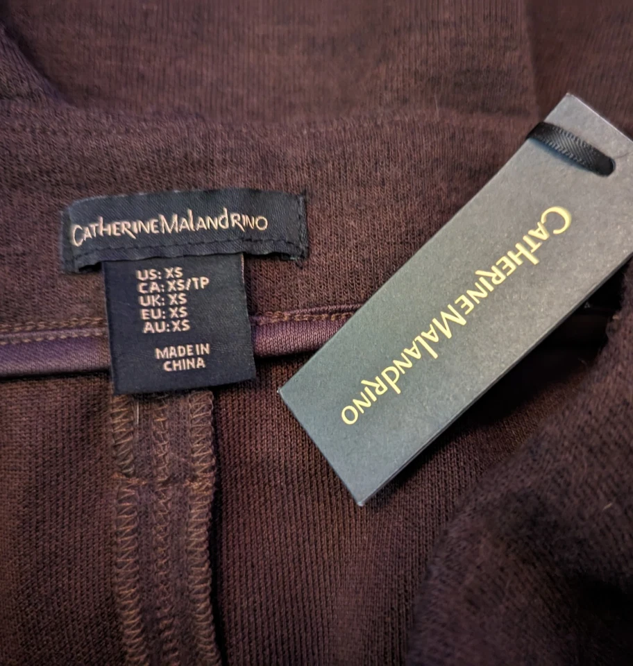 Nuevo Catherine Malandrino Talla XS Falda Alta Baja Marrón Imitación Cuero Cinturón 4325 Foto 3 de 3