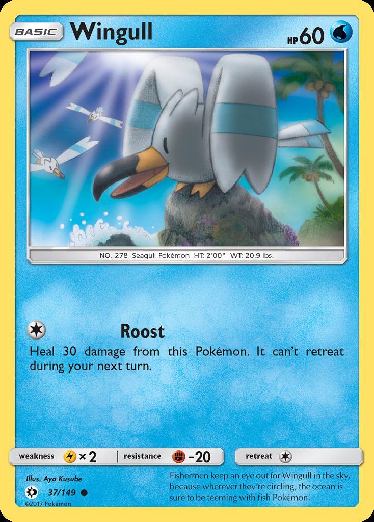 Pokemon Wingull (37/172) Sun & Moon LP REVERSE HOLO