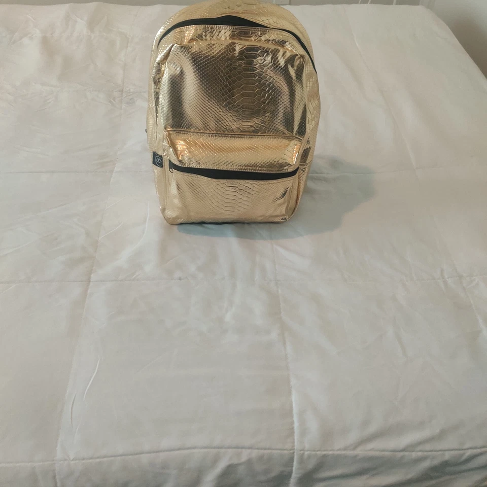 Mochila Metropack Bolso de Noche Dorado Bling Cartera Piel de Serpiente Animal Imitación Cuero Foto 4 de 4