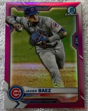 2021 Bowman Chrome JAVIER BAEZ #53 Pink Refractor 112/299 Chicago Cubs