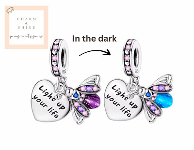 Charm ''light up your life'', Geschenk zum Geburtstag, leuchtet im Dunkeln.
