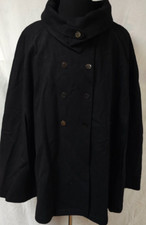 Ellos Womens 3x 30/32 Black Double Snap Wool Blend Collard Lined Poncho Coat