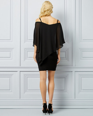 le chateau off the shoulder dress Le Chateau Women Chiffon Off-the-Shoulder Cape Dress XXL
