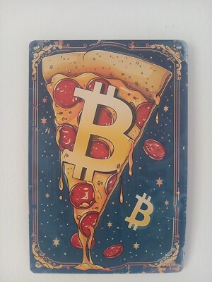 BTC crypto  Pizzaday Deko Blechschild 30x20cm