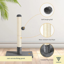 Cat Scratching Post 60cm Tall with Plush Ball Sisal Rope Scratcher for Cats