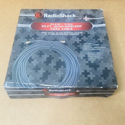Radio Shack Quad-Shield Coax Cable RG-6/Qs 75-Ohm 50 feet, Unused NEW