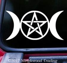 Triple Moon Symbol Vinyl Decal V1  Goddess Wicca Pentacle  Die Cut Sticker