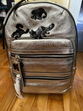 NWT Marc Jacobs Gotham Flocked Animals Leather Backpack Silver